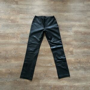 Moda International Genuine Leather Pants | Black | Size 6 Long